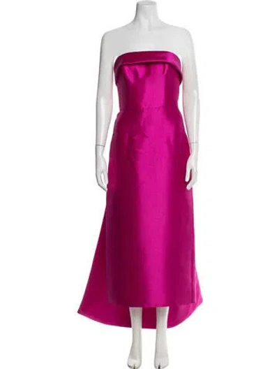 Pre-owned Amsale Strapless Long Dress In Pink