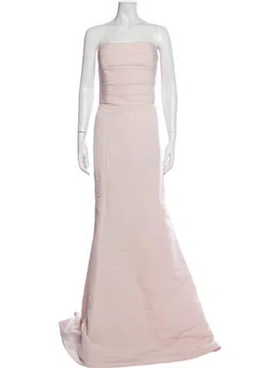 Pre-owned Amsale Strapless Long Dress In Pink