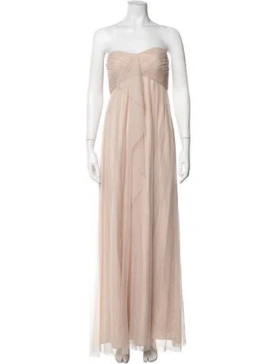 Pre-owned Amsale Strapless Long Dress In Pink