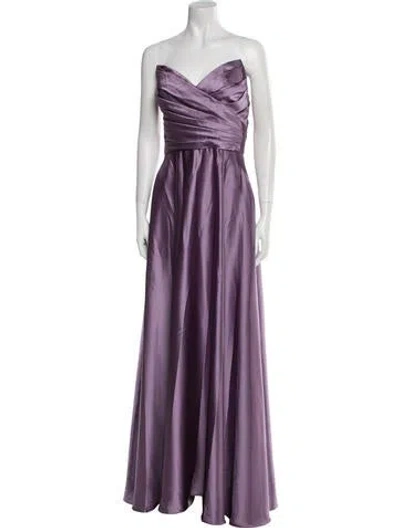 Pre-owned Amsale Strapless Long Dress In Purple