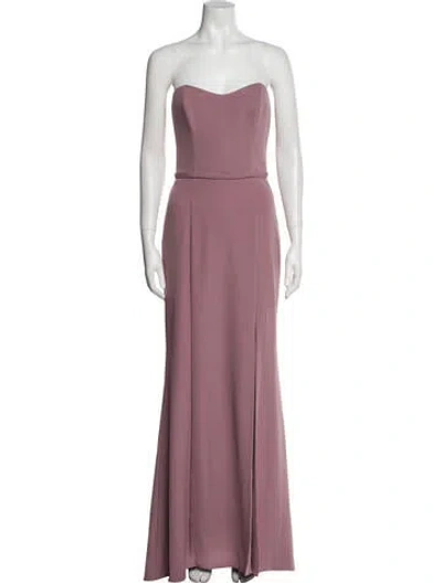 Pre-owned Amsale Strapless Long Dress In Purple