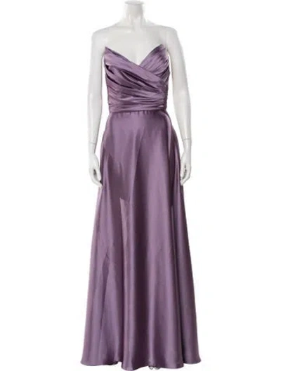 Pre-owned Amsale Strapless Long Dress In Purple