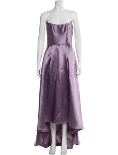 Pre-owned Amsale Strapless Long Dress In Purple