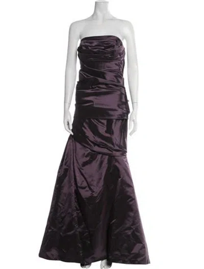 Pre-owned Amsale Strapless Long Dress In Purple