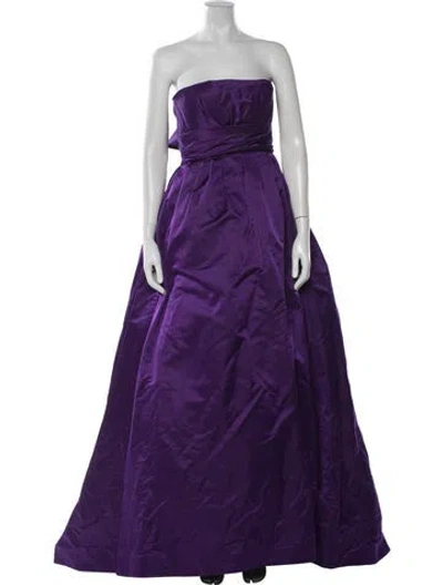 Pre-owned Amsale Strapless Long Dress In Purple