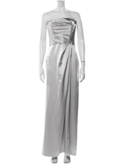 Pre-owned Amsale Strapless Long Dress In Silver