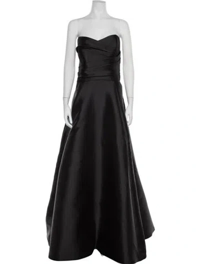 Pre-owned Amsale Strapless Long Dress W/ Tags In Black