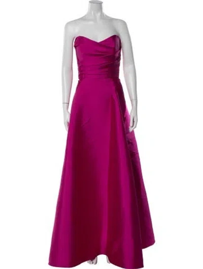 Pre-owned Amsale Strapless Long Dress W/ Tags In Purple