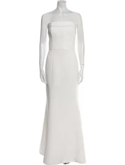 Pre-owned Amsale Strapless Long Dress In White