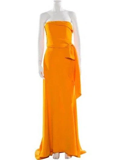 Pre-owned Amsale Strapless Long Dress In Yellow