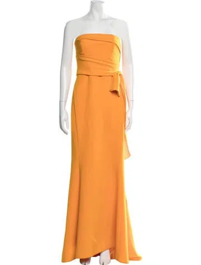 Pre-owned Amsale Strapless Long Dress In Yellow