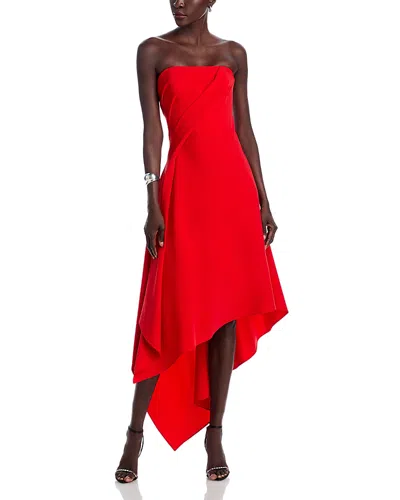 Amsale Strapless Midi Dress In Persimmon