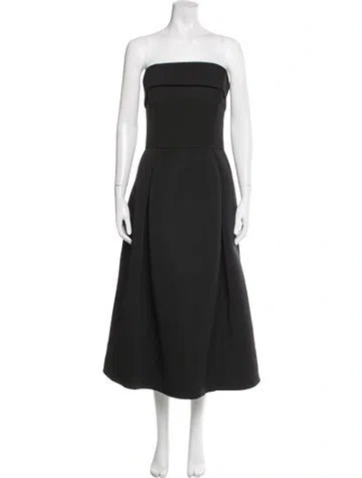Pre-owned Amsale Strapless Midi Length Dress In Black