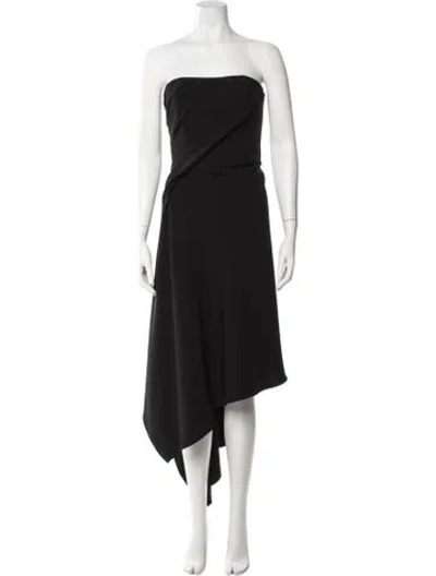 Pre-owned Amsale Strapless Midi Length Dress In Black
