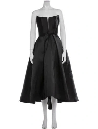 Pre-owned Amsale Strapless Midi Length Dress In Black