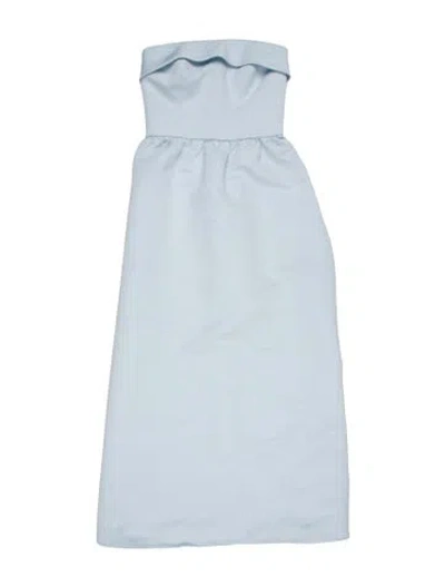 Pre-owned Amsale Strapless Midi Length Dress In Blue