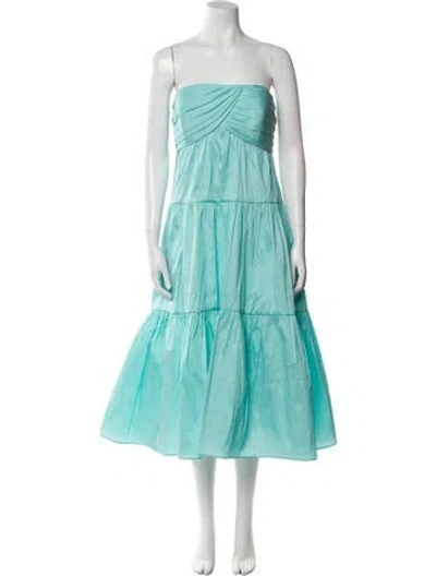 Pre-owned Amsale Strapless Midi Length Dress In Blue