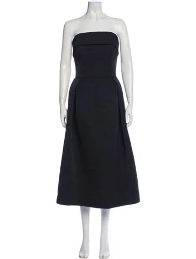 Pre-owned Amsale Strapless Midi Length Dress In Blue