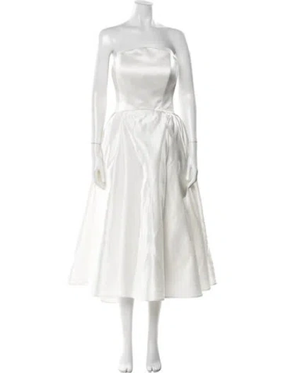 Pre-owned Amsale Strapless Midi Length Dress In Neutral