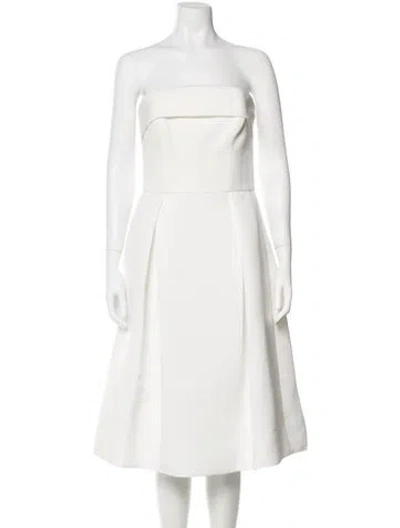 Pre-owned Amsale Strapless Midi Length Dress In Neutrals