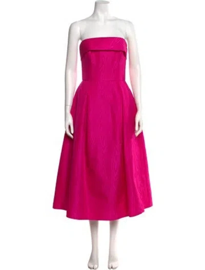 Pre-owned Amsale Strapless Midi Length Dress In Pink