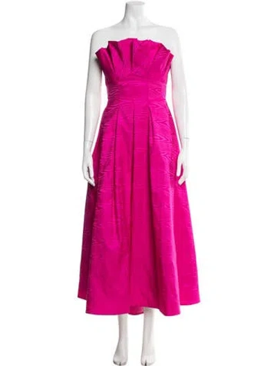 Pre-owned Amsale Strapless Midi Length Dress In Pink