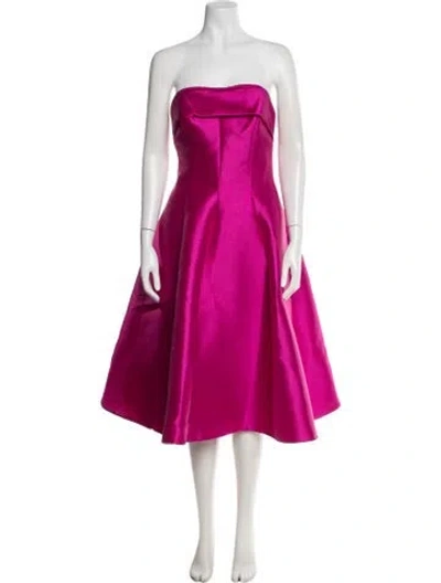 Pre-owned Amsale Strapless Midi Length Dress In Purple