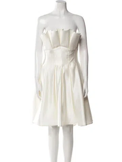 Pre-owned Amsale Strapless Mini Dress In Neutral