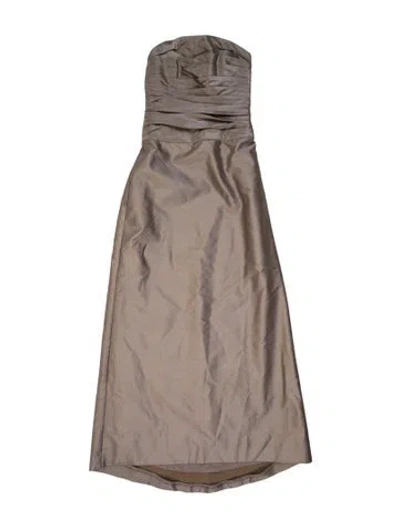 Pre-owned Amsale Strapless Mini Dress In Neutrals