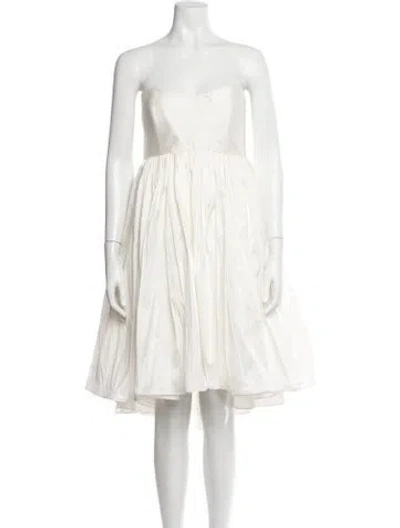 Pre-owned Amsale Strapless Mini Dress In Neutrals
