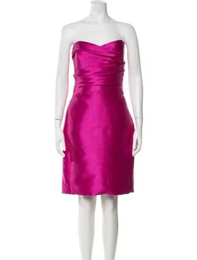 Pre-owned Amsale Strapless Mini Dress In Pink