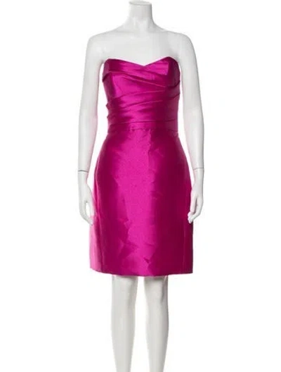 Pre-owned Amsale Strapless Mini Dress In Pink