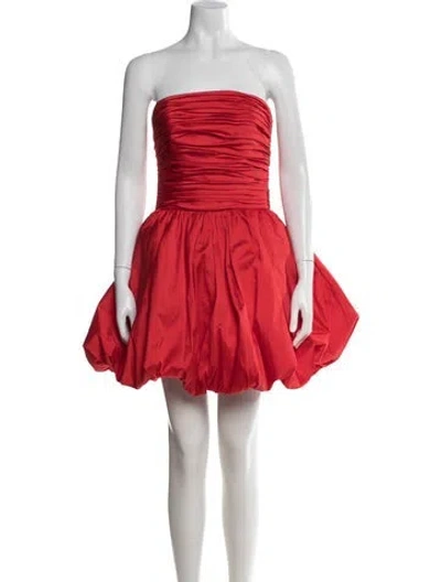 Pre-owned Amsale Strapless Mini Dress In Red
