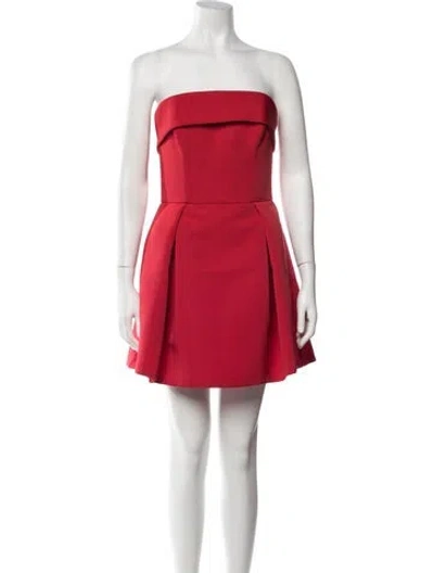 Pre-owned Amsale Strapless Mini Dress In Red