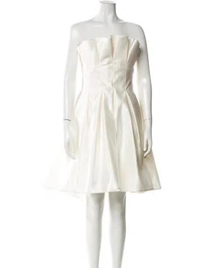 Pre-owned Amsale Strapless Mini Dress W/ Tags In White