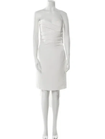 Pre-owned Amsale Strapless Mini Dress In White