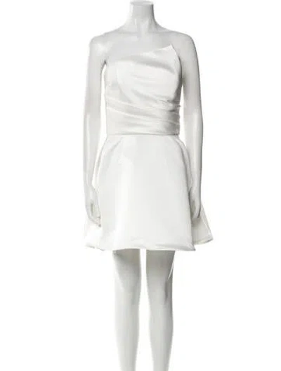 Pre-owned Amsale Strapless Mini Dress In White