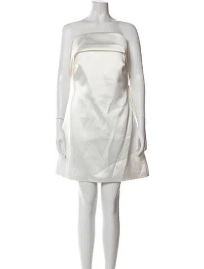 Pre-owned Amsale Strapless Mini Dress In White