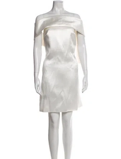 Pre-owned Amsale Strapless Mini Dress In White