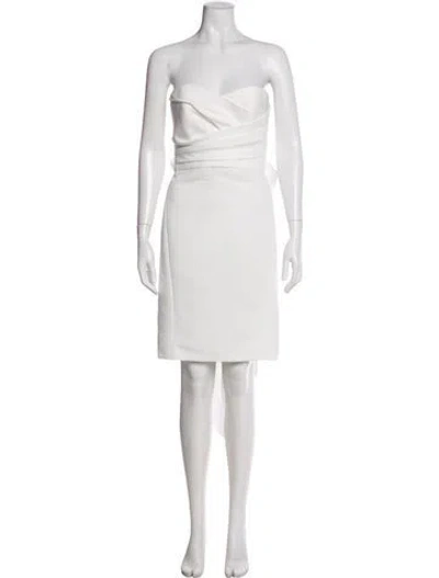 Pre-owned Amsale Strapless Mini Dress In White