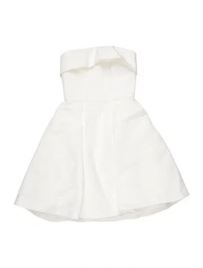 Pre-owned Amsale Strapless Mini Dress In White
