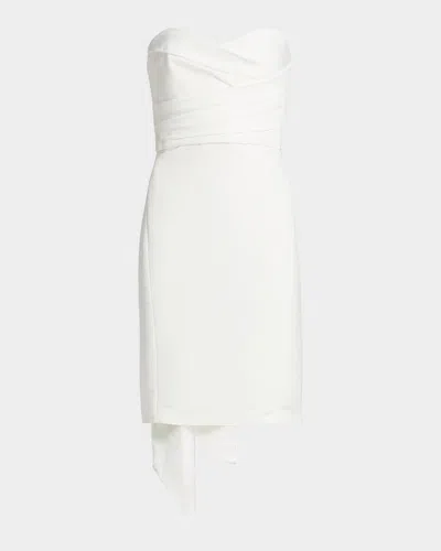 Amsale Strapless Silk Faille Bow Dress In White