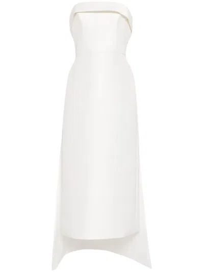 Amsale Strapless Watteau-back Dress In White
