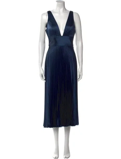 Pre-owned Amsale Striped Midi Length Dress W/ Tags In Blue