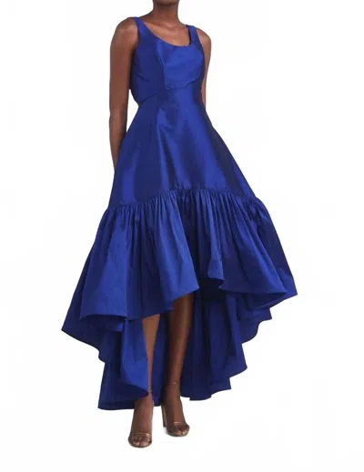 Amsale Taffeta High Low Dress In Cobalt In Blue