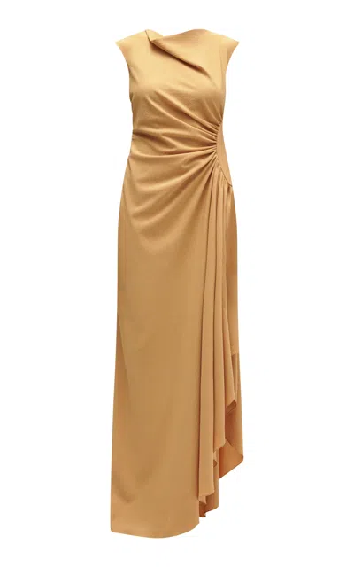 Amsale Textured Cowl Neck Gown In Orange
