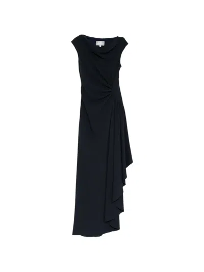 Amsale Textured Cowl-neck Gown In Black