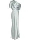 Amsale Draped Satin One Shoulder Dress In Green