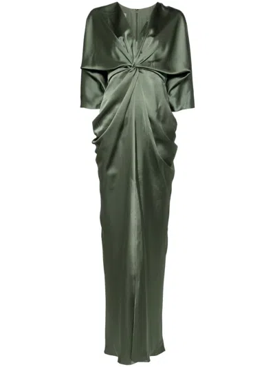 Amsale Tie-knot Draped Gown In Green