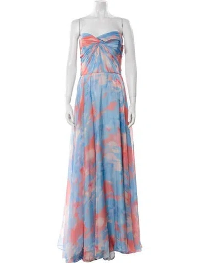 Pre-owned Amsale Tie-dye Print Long Dress W/ Tags In Multi